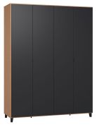Draaideurkast / kledingkast Leoncho 15, kleur: eiken / zwart - Afmetingen: 239 x 185 x 57 cm (H x B x D)