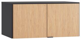 opzetkast voor de tweedeurskast Leoncho 39, kleur: zwart / eiken - Afmetingen: 45 x 93 x 57 cm (H x B x D)