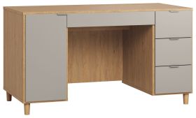 Bureau Nanez 02, kleur: eiken / grijs - Afmetingen: 78 x 140 x 67 cm (H x B x D)