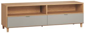 TV-onderkast Nanez 11, kleur: eiken / grijs - Afmetingen: 56 x 180 x 47 cm (H x B x D)
