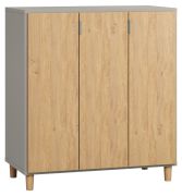 Ladekast /dressoir Nanez 28, kleur: grijs / eiken - Afmetingen: 100 x 90 x 47 cm (h x b x d)