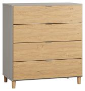 Ladekast /commode Nanez 29, kleur: grijs / eiken - Afmetingen: 100 x 90 x 47 cm (h x b x d)