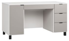 Schreibtisch Pantanoso 02, Farbe: Weiß / Grau - Abmessungen: 78 x 140 x 67 cm (H x B x T)
