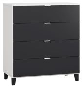 Vacas 07 ladekast, kleur: wit / zwart - Afmetingen: 100 x 90 x 47 cm (H x B x D)