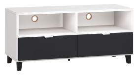 TV-onderkast Vacas 10, kleur: wit / zwart - Afmetingen: 56 x 120 x 47 cm (H x B x D)