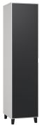 Draaideurkast / kledingkast Vacas 12, kleur: wit / zwart - Afmetingen: 195 x 47 x 57 cm (H x B x D)
