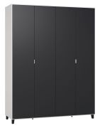 Draaideurkast / kledingkast Vacas 15, kleur: wit / zwart - Afmetingen: 239 x 185 x 57 cm (H x B x D)