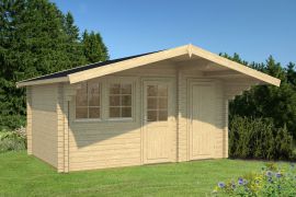 tuinhuis / chalet Silberspitze 01 incl. vloer - 70 mm blokhut profielplanken, grondoppervlakte: 12,7 m², zadeldak