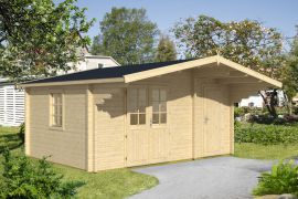tuinhuis / chalet Silberspitze 04 incl. vloer - 70 mm blokhut profielplanken, grondoppervlakte: 15,8 m², zadeldak