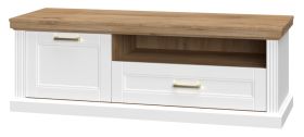 TV-meubel Lotofaga 06, kleur: wit / walnoot - 52 x 151 x 54 cm (H x B x D)
