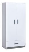 Kinderkamer - draaideurkast / kledingkast Frank 01, kleur: wit / grijs - 189 x 90 x 50 cm (H x B x D)
