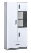 Kinderkamer - draaideurkast / kledingkast Frank 03, kleur: wit / grijs - 189 x 90 x 40 cm (H x B x D)