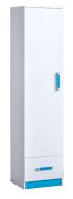 Kinderzimmer - Schrank Frank 05, Farbe: Weiß / Blau - 189 x 45 x 40 cm (H x B x T)