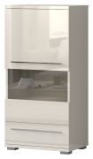 Vitrine Garim 10, kleur: beige hoogglans - 123 x 60 x 40 cm (h x b x d)