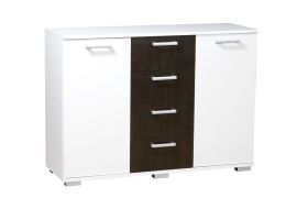 Ladenkast Tandil 21, kleur: wit / wengé - 87 x 120 x 41 cm (h x b x d)