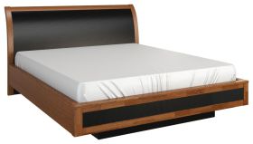 Tweepersoonsbed / logeerbed "Postira" 47, kleur: walnoten / zwart, deels massief - afmetingen: 160 x 200 cm (B x L)