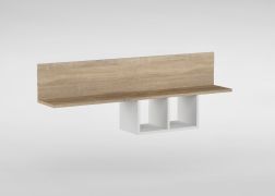 wandrek / hangrek Madryn 01, kleur: eiken Sonoma / wit hoogglans - 44 x 138 x 25 cm (h x b x d)