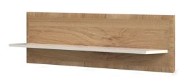 Wandplank / Hangplank Gataivai 30, kleur: Beige hoogglans / walnoten - Afmetingen: 35 x 135 x 21 cm (H x B x D)