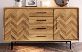 Ladekast /dressoir Kumeu 36 geolied massief wild eiken - Afmetingen: 80 x 144 x 45 cm (H x B x D)
