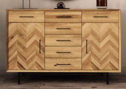 Ladekast /dressoir Kumeu 46 geolied massief wild eiken - Afmetingen: 95 x 144 x 45 cm (H x B x D)