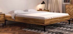 Eenpersoonsbed / logeerbed Kumeu 03 massief geoliede wilde eik - ligvlak: 90 x 200 cm (b x l)