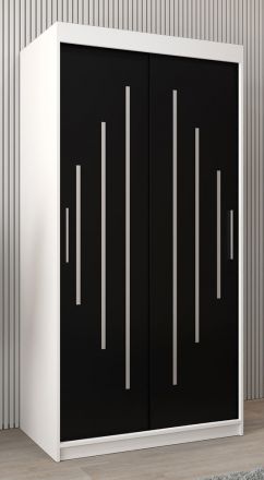 Schuifdeurkast / kleerkast Pilatus 01, kleur: mat wit / zwart - afmetingen: 200 x 100 x 62 cm (H x B x D)