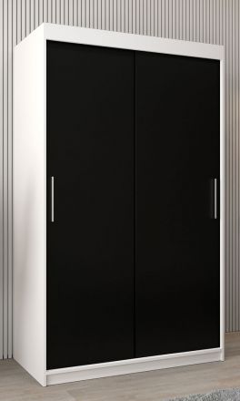 Schuifdeurkast / kledingkast Bisaurin 2A, kleur: mat wit / Zwart - Afmetingen: 200 x 120 x 62 cm ( H x B x D)