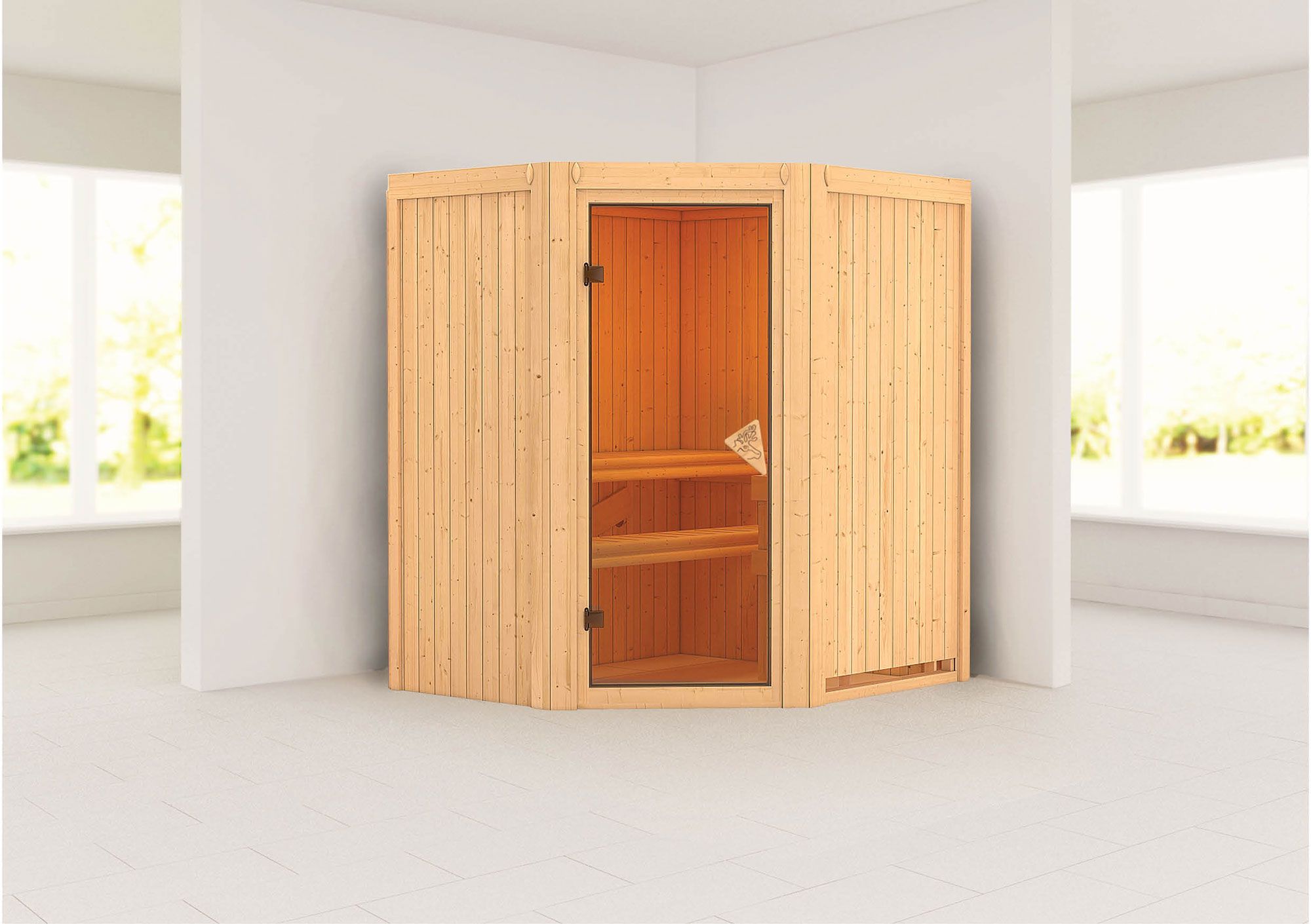 Kjell" sauna met bronskleurige deur - kleur: naturel - 170 x 151 x 198 cm (B x D x H)