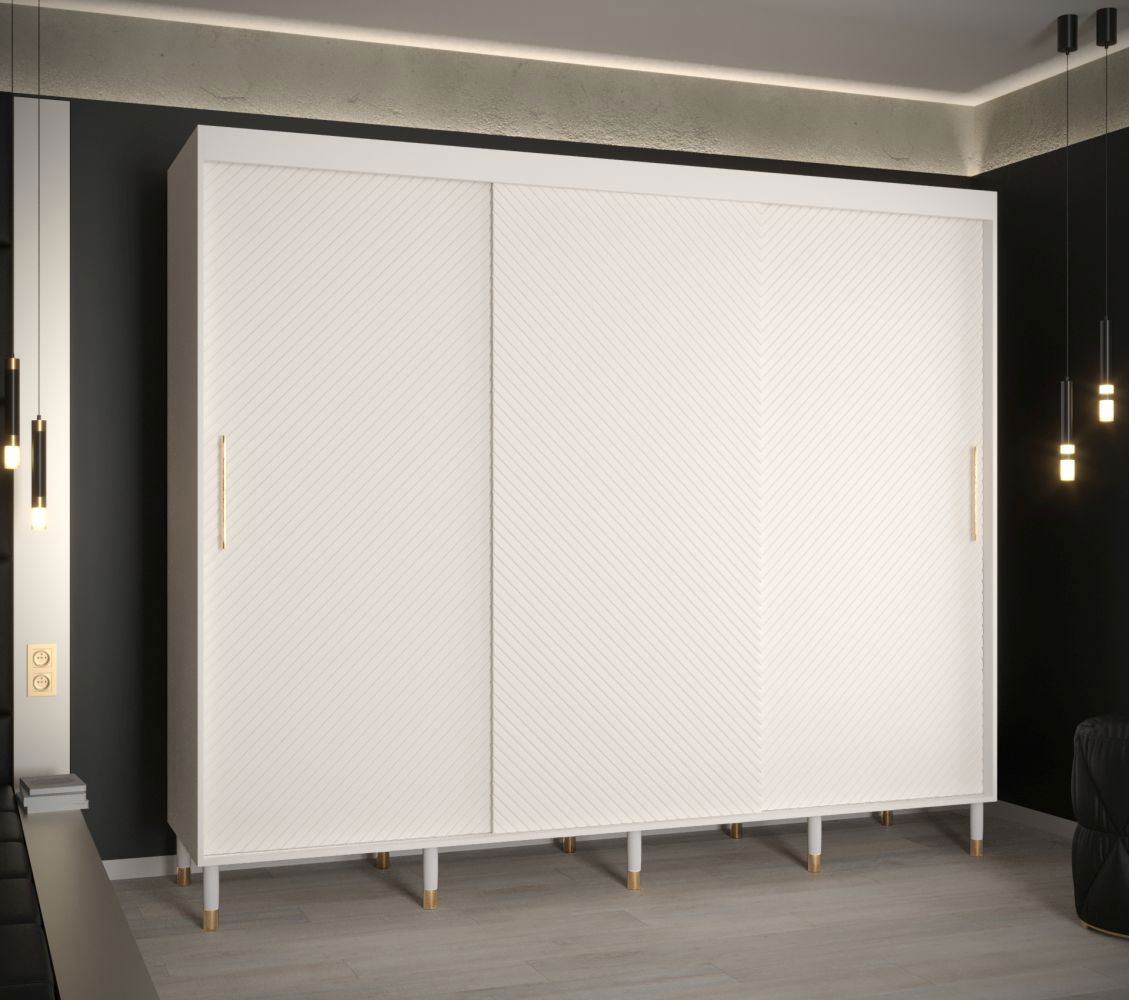 Eenvoudige schuifdeurkast met voldoende opbergruimte Jotunheimen 11, kleur: Wit - Afmetingen: 208 x 250,5 x 62 cm (H x B x D)