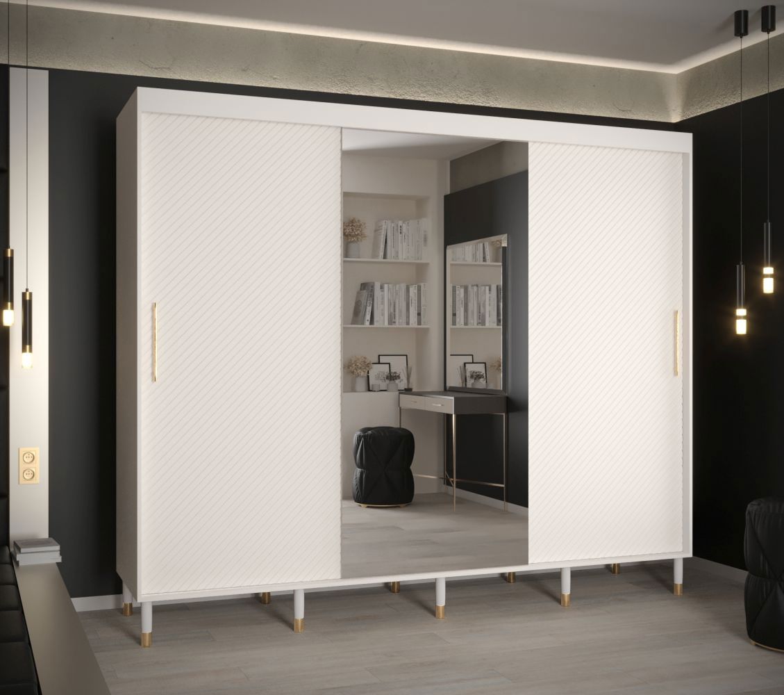 Moderne kledingkast met voldoende opbergruimte Jotunheimen 23, kleur: Wit - Afmetingen: 208 x 250,5 x 62 cm (H x B x D)