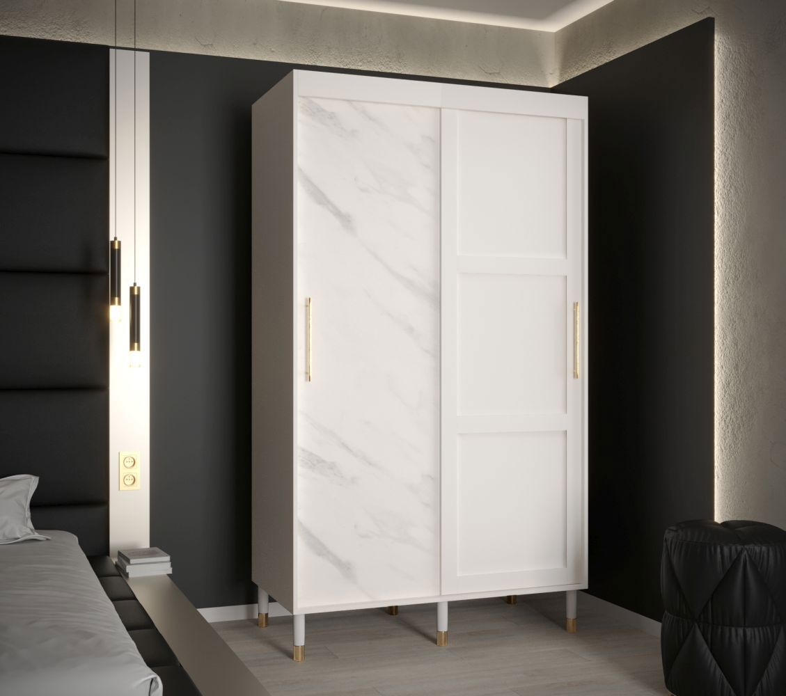 Eenvoudige kledingkast met vijf vakken Jotunheimen 87, kleur: Wit - Afmetingen: 208 x 120,5 x 62 cm (H x B x D)
