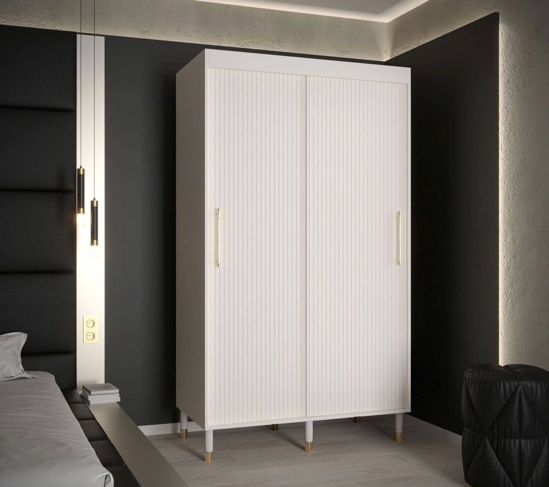 Neutrale kledingkast met vijf vakken Jotunheimen 99, kleur: wit - Afmetingen: 208 x 120,5 x 62 cm (H x B x D)