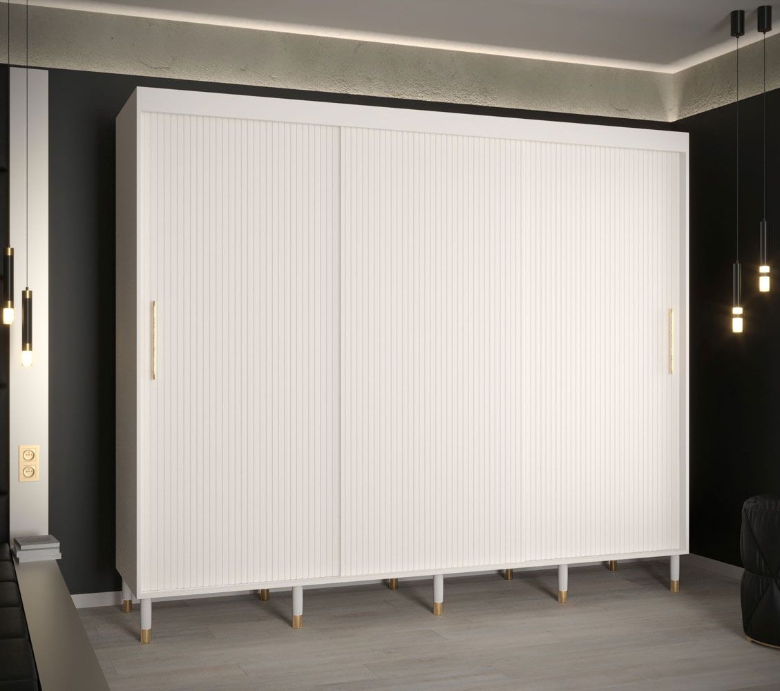 Grote kledingkast met 10 vakken Jotunheimen 107, kleur: Wit - Afmetingen: 208 x 250,5 x 62 cm (H x B x D)