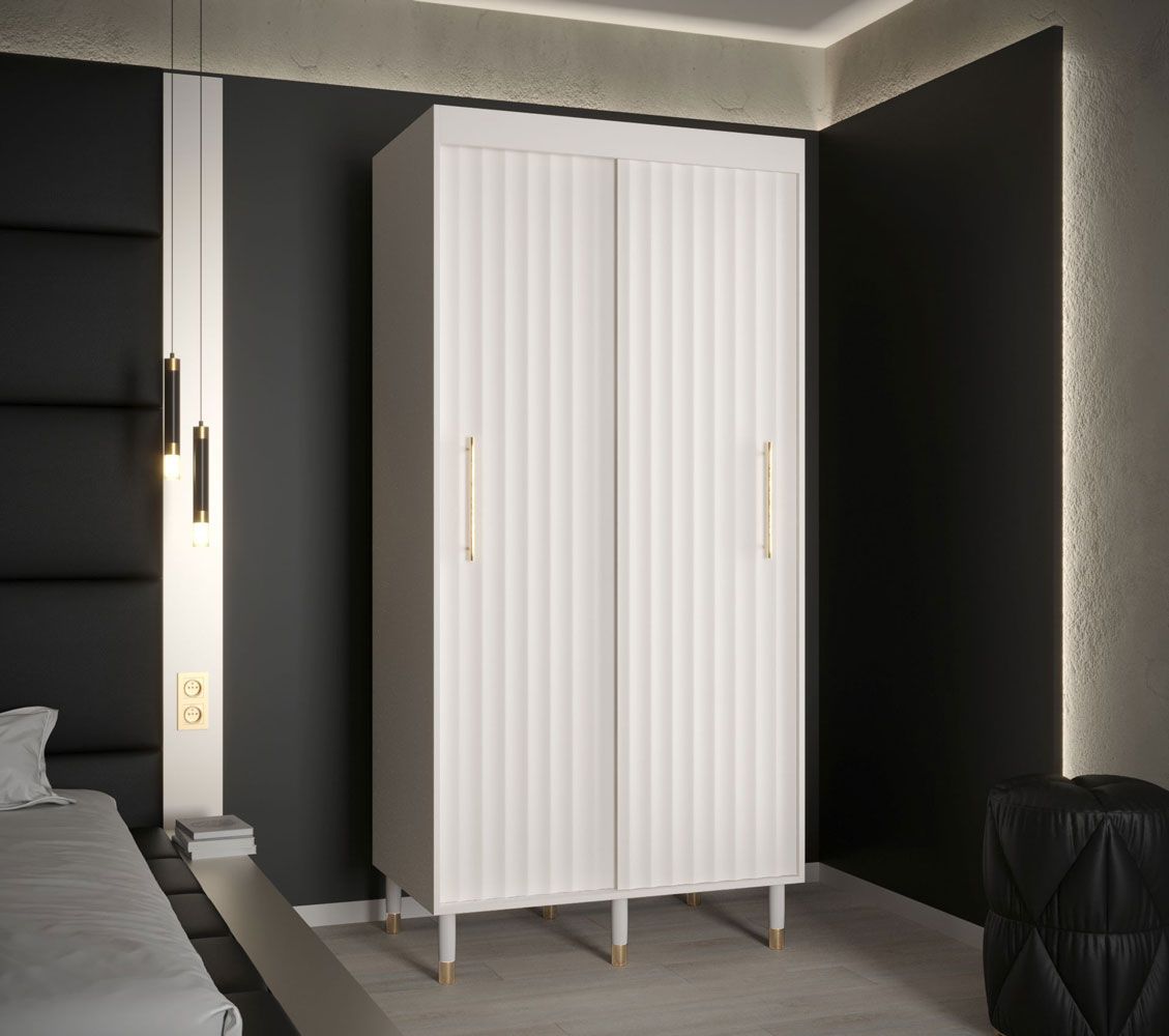 Eenvoudige kledingkast met vijf vakken Jotunheimen 133, kleur: Wit - Afmetingen: 208 x 100,5 x 62 cm (H x B x D)