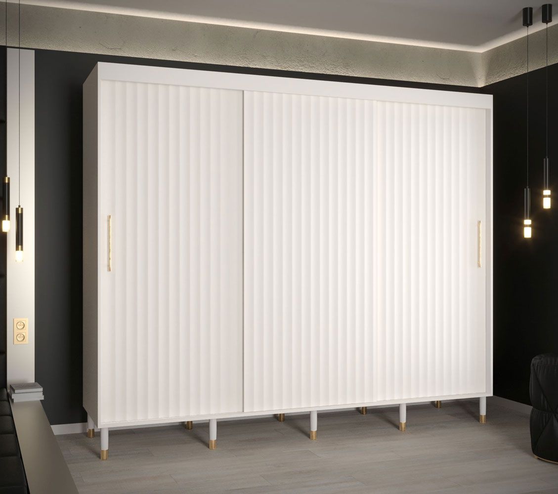 Kledingkast met stijlvol ontwerp Jotunheimen 143, kleur: Wit - Afmetingen: 208 x 250,5 x 62 cm (H x B x D)
