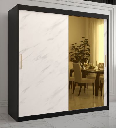 bijzondere kledingkast Hochfeiler 66, kleur: zwart / wit marmer - afmetingen: 200 x 200 x 62 cm (H x B x D), met voldoende opbergruimte.