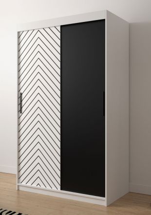 bijzondere kledingkast met voldoende opbergruimte Mulhacen 10, Kleur: mat wit / mat zwart - afmetingen: 200 x 120 x 62 cm (H x B x D)