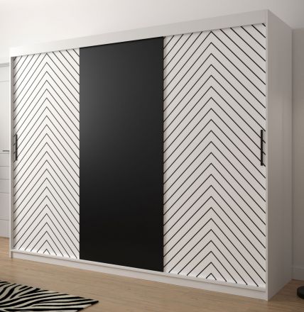 bijzondere kledingkledingkast Mulhacen 34, kleur: mat wit / mat zwart - afmetingen: 200 x 250 x 62 cm (H x B x D), met 10 vakken