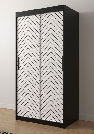 Kledingkast met elegant design Mulhacen 37, kleur: eiken Artisan / mat zwart - afmetingen: 200 x 100 x 62 cm (H x B x D), met 5 vakken