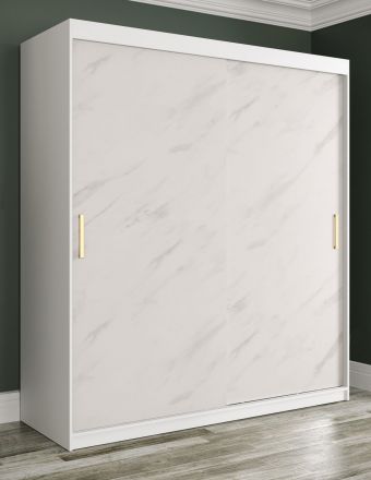 bijzondere kledingkast met marmerlook Etna 40, kleur: mat wit / wit marmer - afmetingen: 200 x 180 x 62 cm (H x B x D), met voldoende opbergruimte