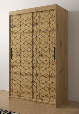 Eenvoudige kledingkast met vijf vakken Dom 43, kleur: eiken Artisan - Afmetingen - afmetingen: 200 x 120 x 62 cm (H x B x D), met vijf vakken.