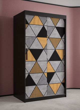 smalle kledingkast met vijf vakken Strahlhorn 07, kleur: mat zwart - afmetingen: 200 x 100 x 62 cm (H x B x D), met voldoende opbergruimte