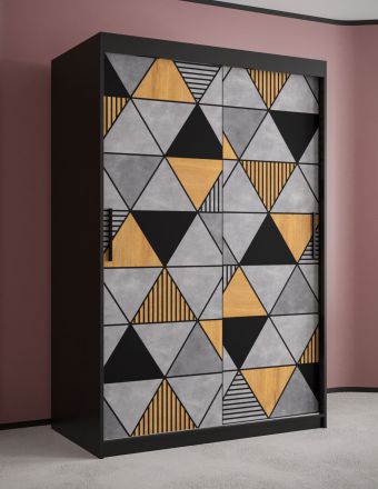moderne kledingkast met vijf vakken Strahlhorn 08, kleur: mat zwart - afmetingen: 200 x 120 x 62 cm (H x B x D), met voldoende opbergruimte