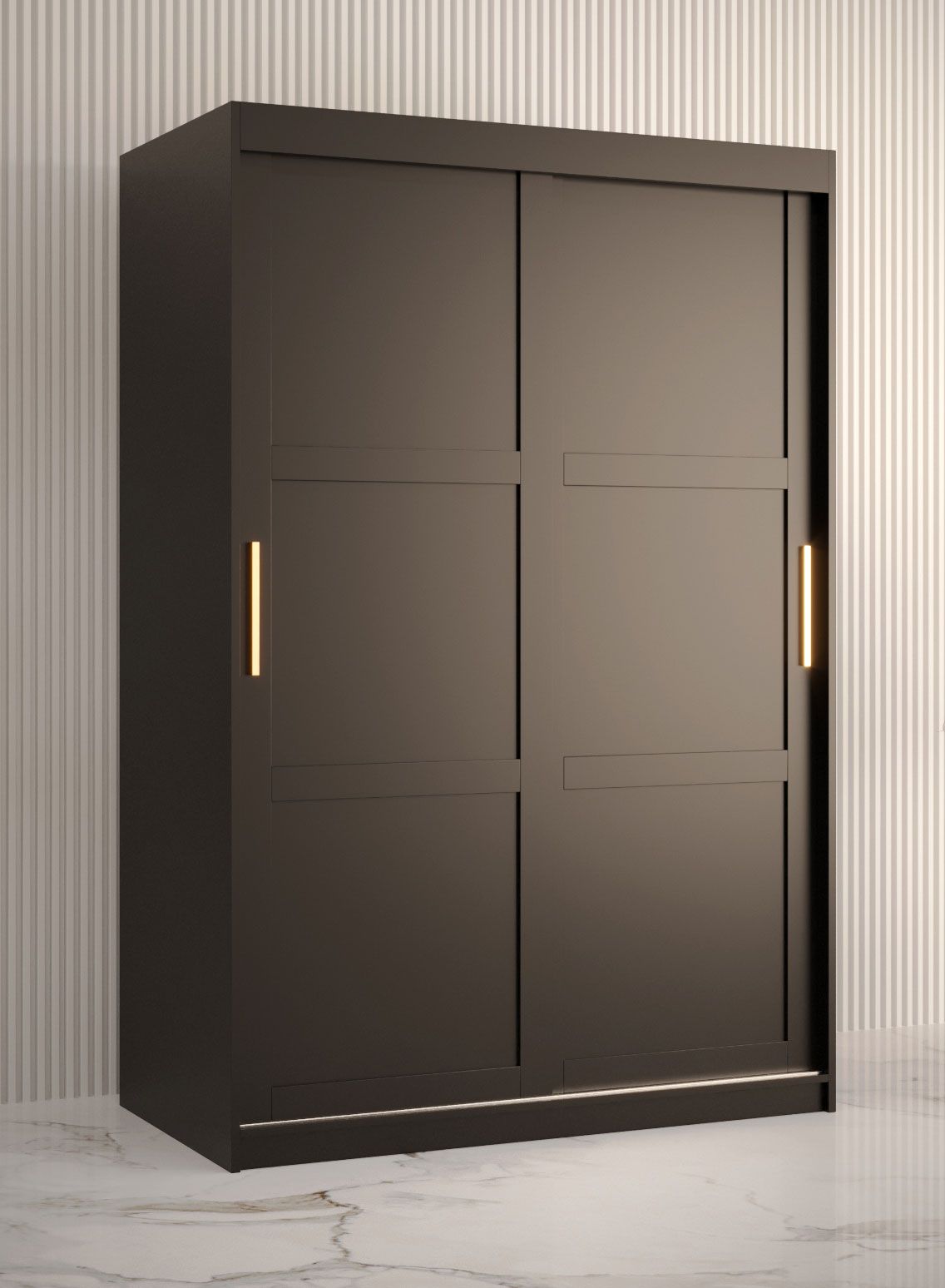 Kledingkast met eenvoudige vorm Liskamm 08, kleur: mat zwart - afmetingen: 200 x 120 x 62 cm (H x B x D), met twee deuren