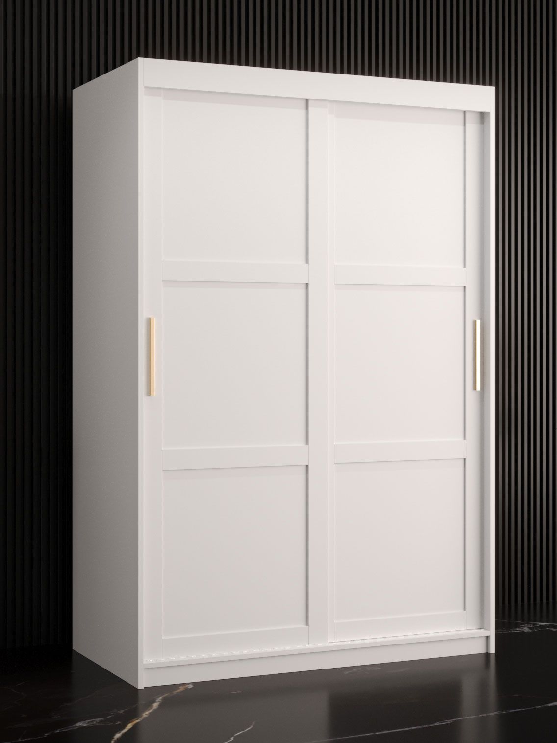 eenvoudige kledingkast met voldoende opbergruimte Liskamm 05, kleur: mat wit - afmetingen: 200 x 120 x 62 cm (H x B x D), met vijf vakken en twee kledingroedes