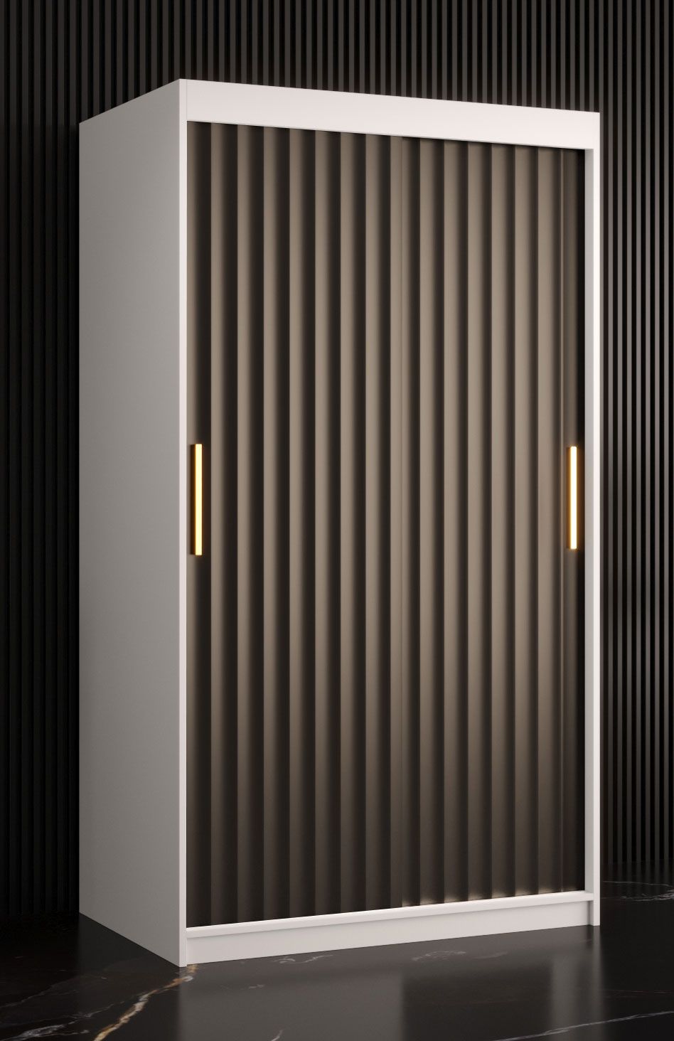 elegante kledingkast met vijf vakken Balmenhorn 50, kleur: mat wit / mat zwart - afmetingen: 200 x 100 x 62 cm (H x B x D), met twee kledingroedes