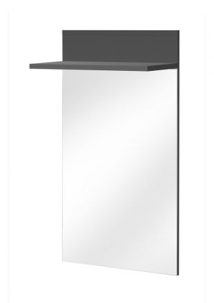 Wandplank met spiegel Ringerike 12, kleur: antraciet - Afmetingen: 107 x 60 x 28 cm (H x B x D)