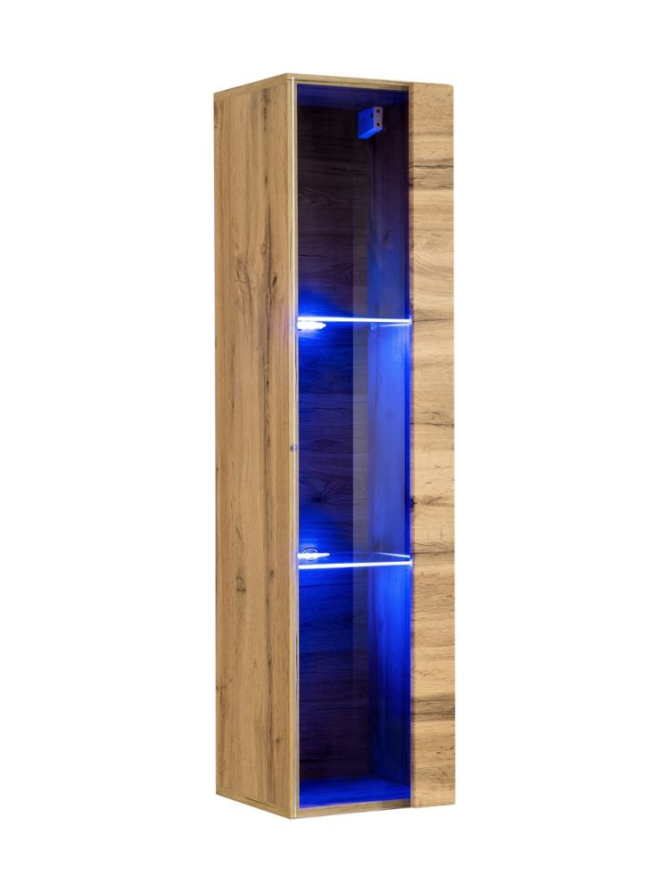 Wandkast Fardalen 20, kleur: Eik Wotan - Afmetingen: 120 x 30 x 30 cm (H x B x D), met LED-verlichting