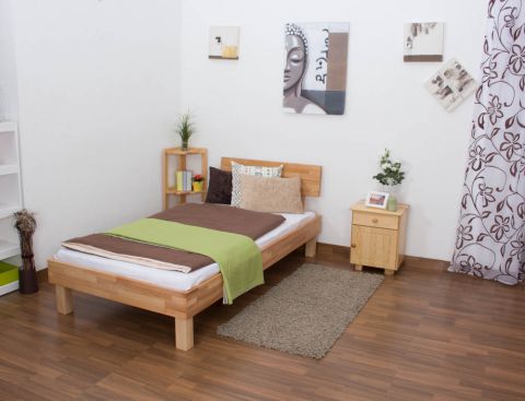 Futonbed / massief houten bed Houten Nature 01 beukenkernhout geolied - ligvlak 100 x 200 cm (b x l) 