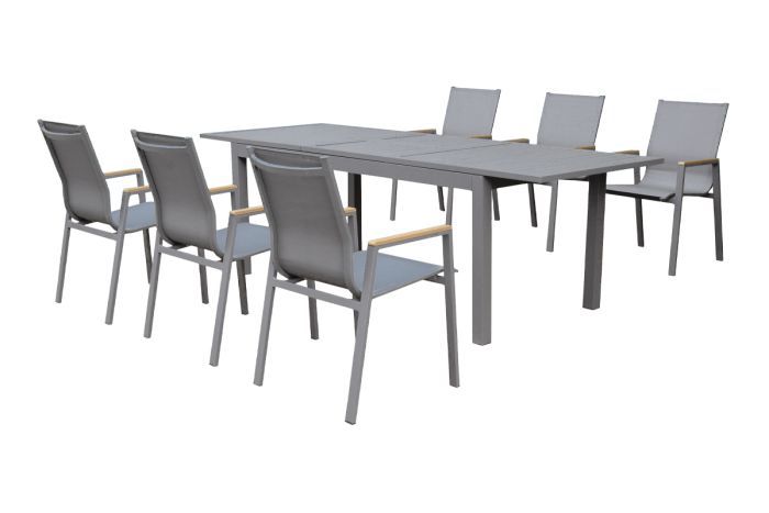 Gartenstuhl Turin mit Armlehne - Farbe: graualuminium, 680 x  560 x 920 x 430 mm, Rahmen aus Aluminium, bequeme Sessel, pflegeleicht, UV-beständig